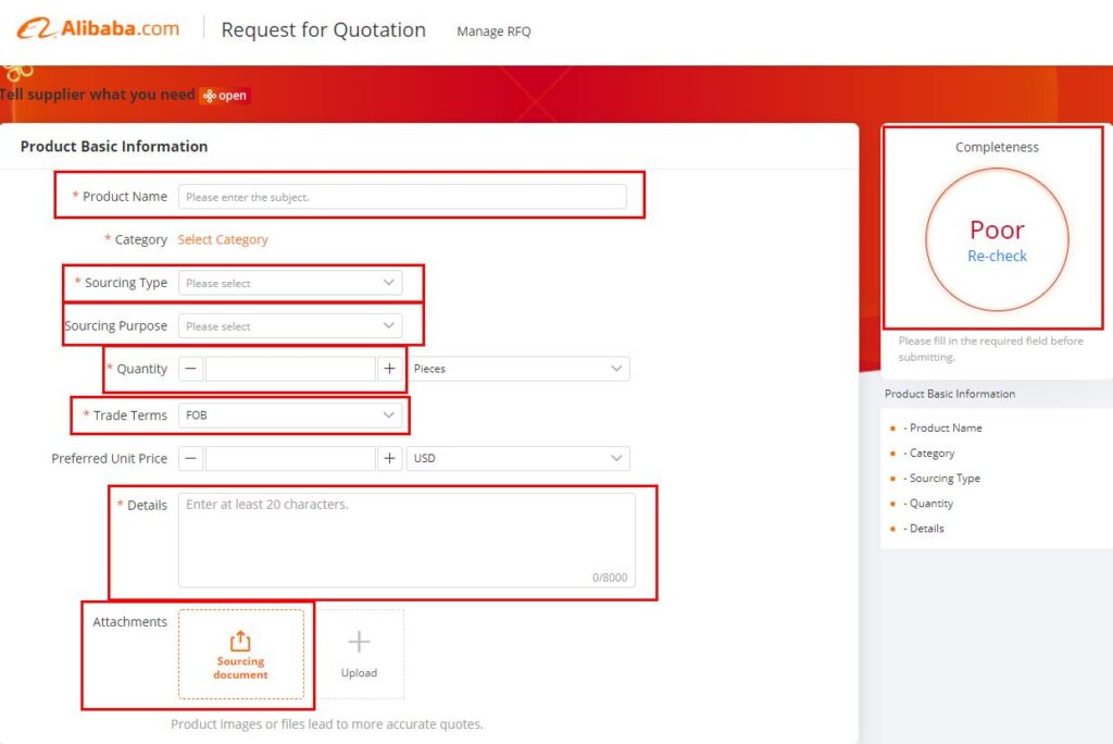 Alibaba Rfq Template