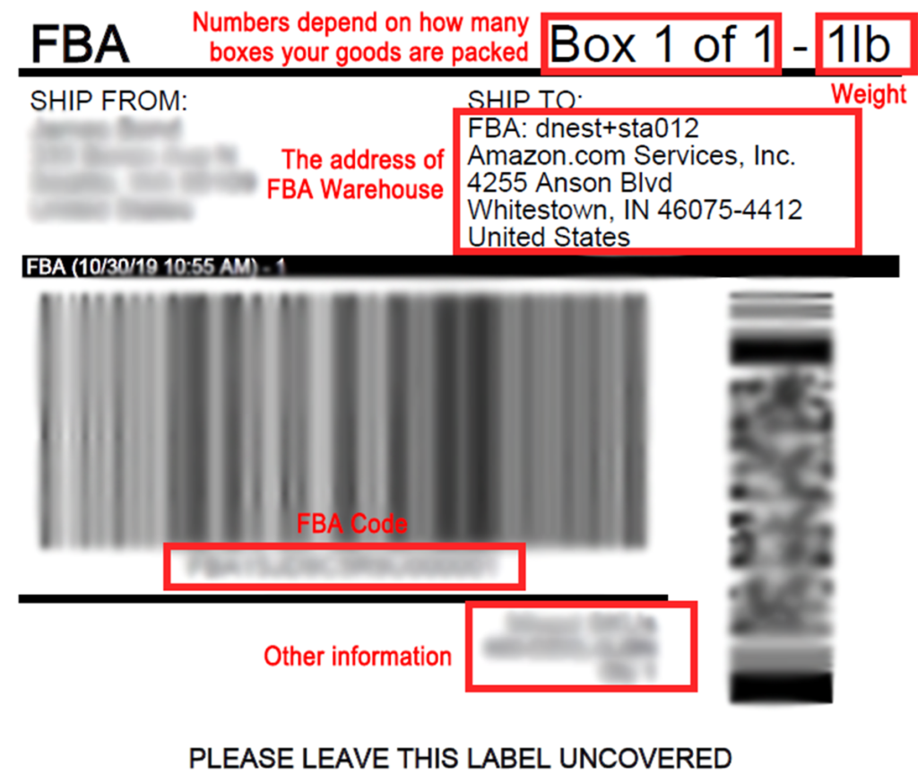 Details of FBA label