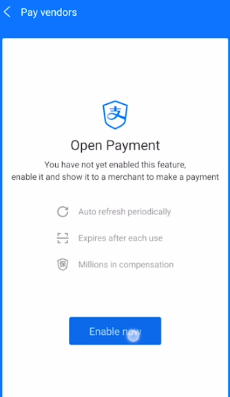 Open payment by Alipay