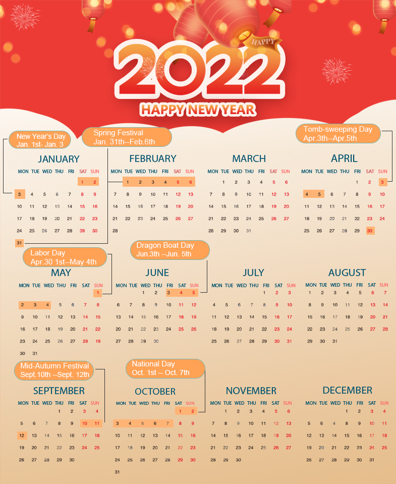 Chinese Holiday Calendar 2022 Here Comes The Calendar 2022-National Holidays Of China - China Sourcing  Agent