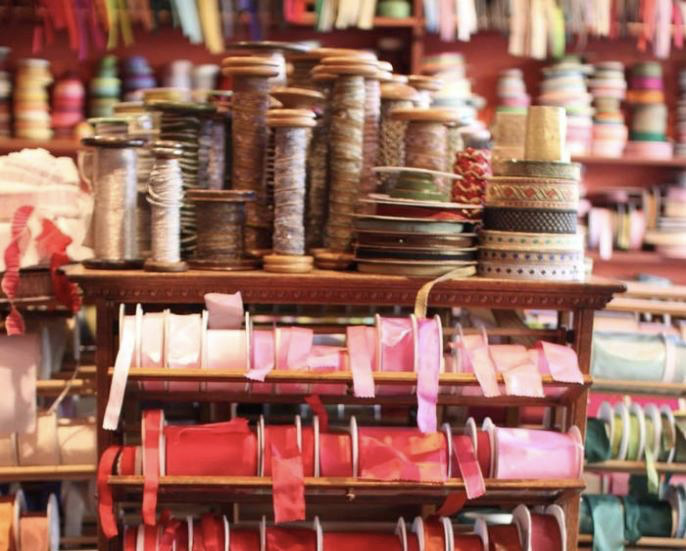 A Shop With Colorful Ribbons in The Yiwu Market 
