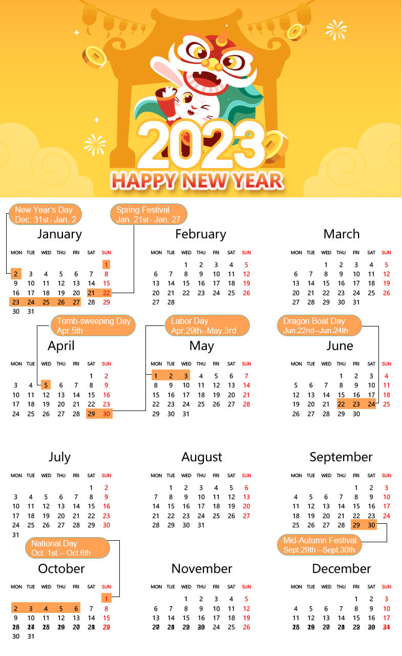 2023 Calendar-The Year of The Rabbit